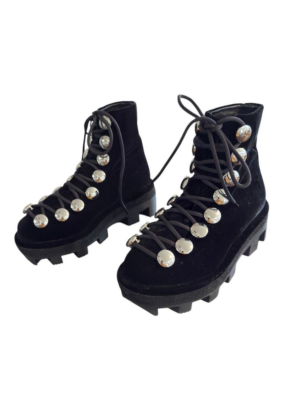 Alexander Wang Sam Lace-up Hook Platform Bootie in Black tone Women's Size 37